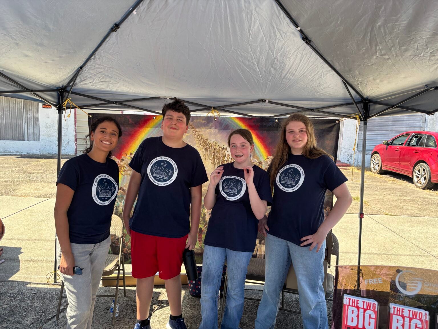 Westminster students smiling together at a school event.